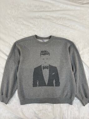 Justen Timberlake Heather Gray Crew Neck Sweatshirt Large Jerzees Nublend